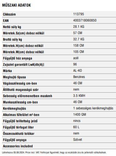 AL-KO Easy 4.60 SP S önjárós fűnyíró