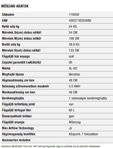 Al-ko Comfort 46.0 SP-A 4in1 BENZINES ÖNJÁRÓ FŰNYÍRÓ
