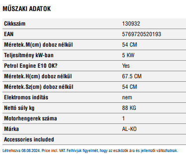 AL-KO ÁRAMFEJLESZTŐ 6500C