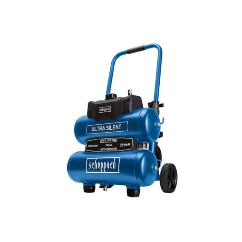 Scheppach - HC 20 Si Twin - Ultracsendes olajmentes kéthengeres kompresszor 20 literes